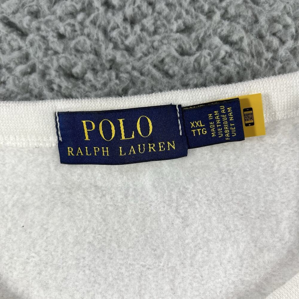 Polo Ralph Lauren Sweatshirt Mens XXL White Multi Color Block Logo Fleece Crew - Picture 3 of 13